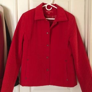 AK Anne Klein Red Quilted Car Coat Jacket Large